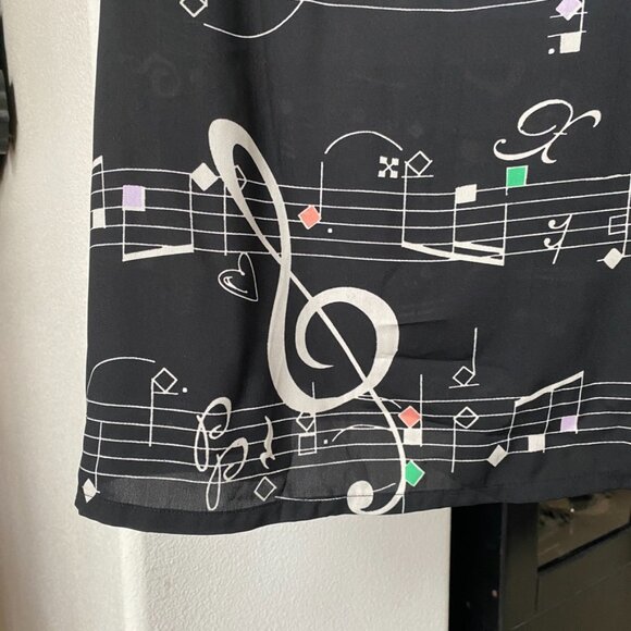 Titilate Valet Musical Notes Blk/Wht Square neck 3/4 Sleeve Neck Dress SZ L #4 - Picture 6 of 7